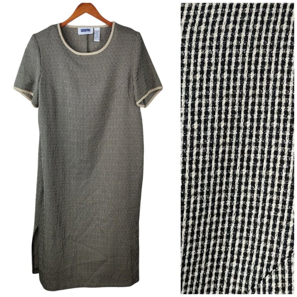 Vintage Shirt Dress Size 16 16W XL Alt Grunge Pinafore Check Maxi Tan Light